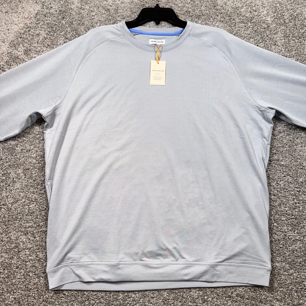 Peter Millar Cradle Performance Crewneck Mens Stretch Gale Gray XL NEW - Picture 2 of 9